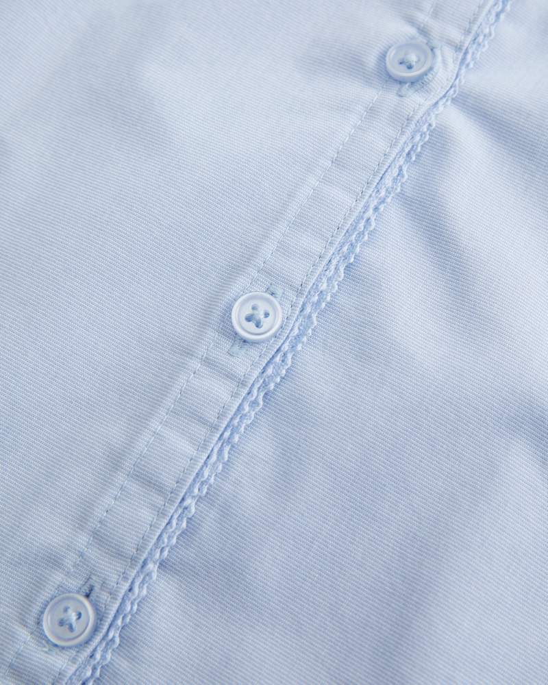 Short-Sleeve Stretch Poplin Button-Through Shirt