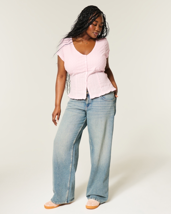 Chemisier Femme Allegra K Col Contrasté Manches Courtes Pois - Noir Taille Unique