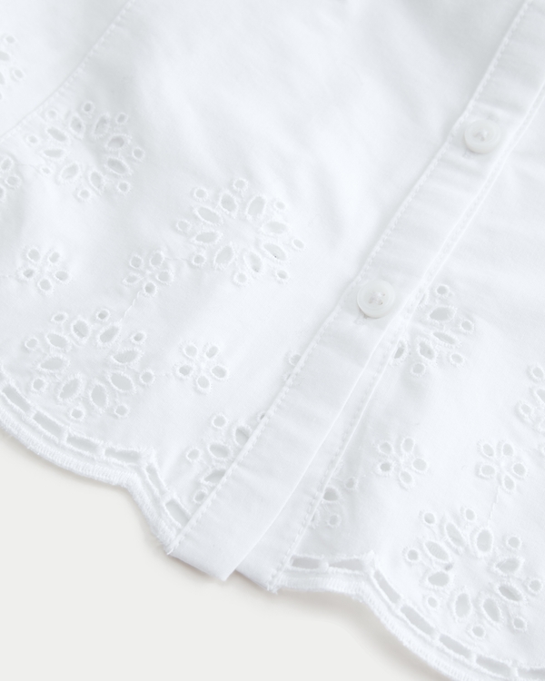 Women's Short-Sleeve Embroidered Hem Shirt | Women's Tops