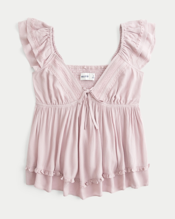 Easy Handkerchief Hem Babydoll Top, Dusty Pink view 1
