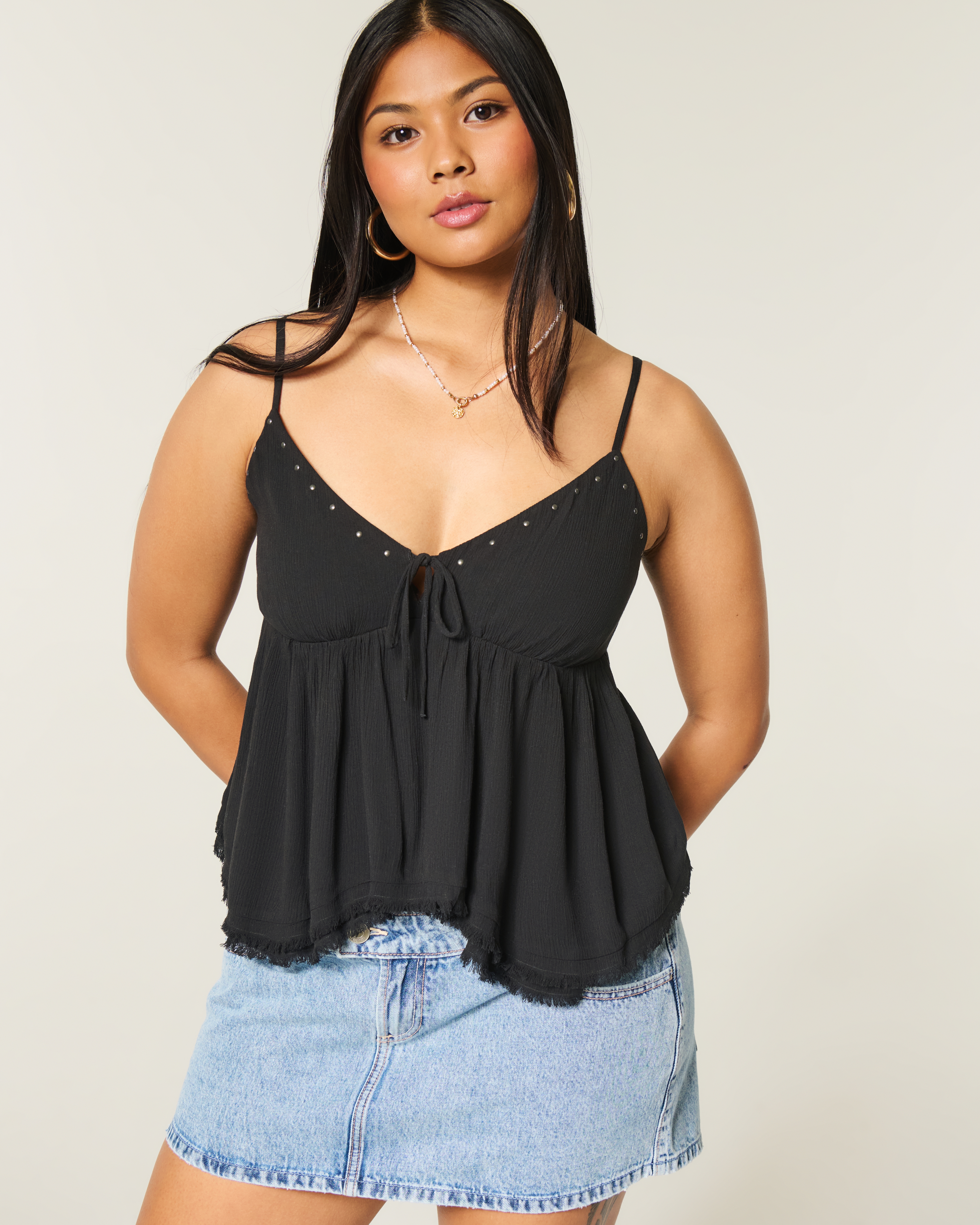 Easy Shine Ruffle Babydoll Top