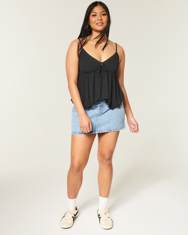 Easy Shine Ruffle Babydoll Top, Black view 2