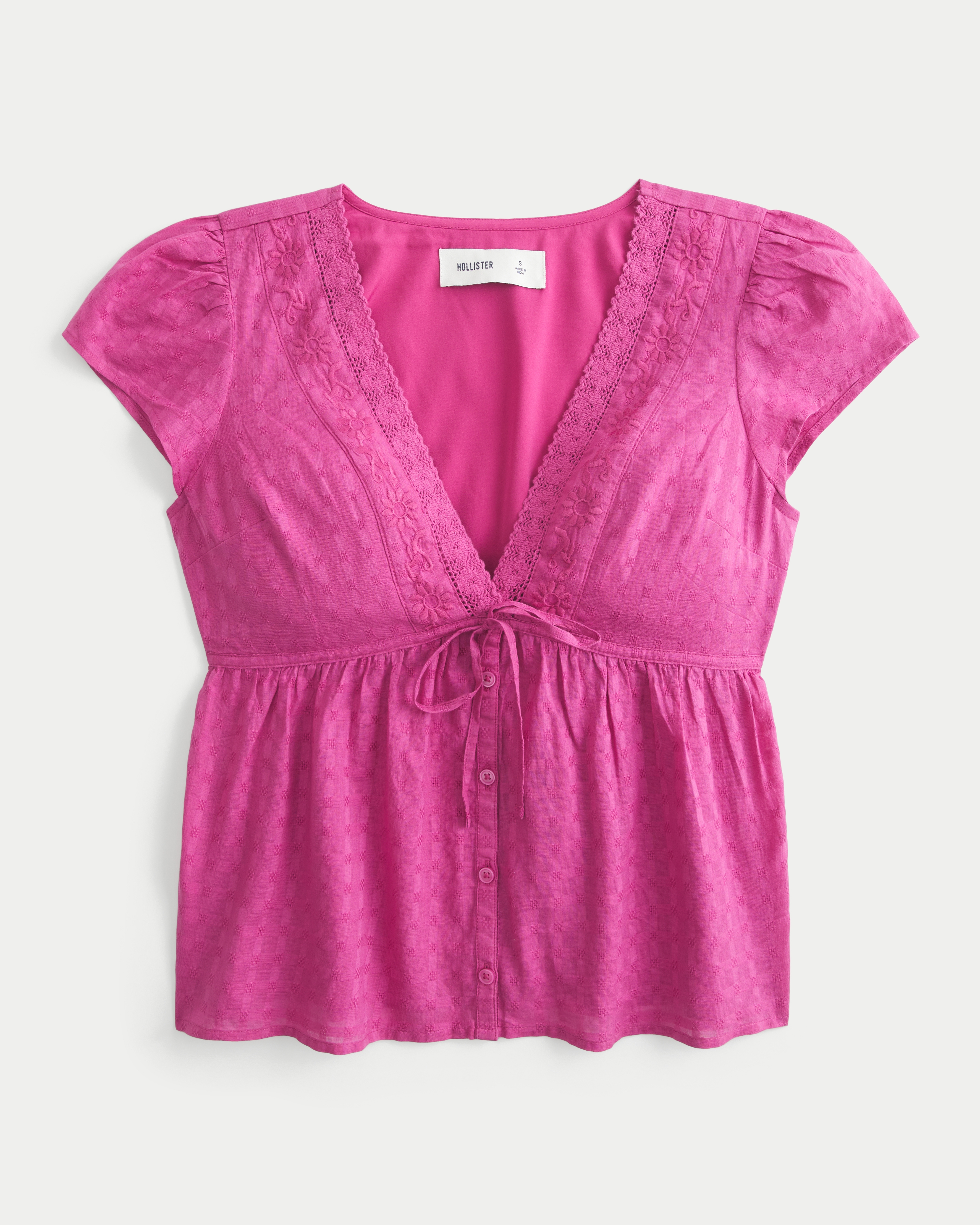 Short-Sleeve Flyaway Babydoll Top