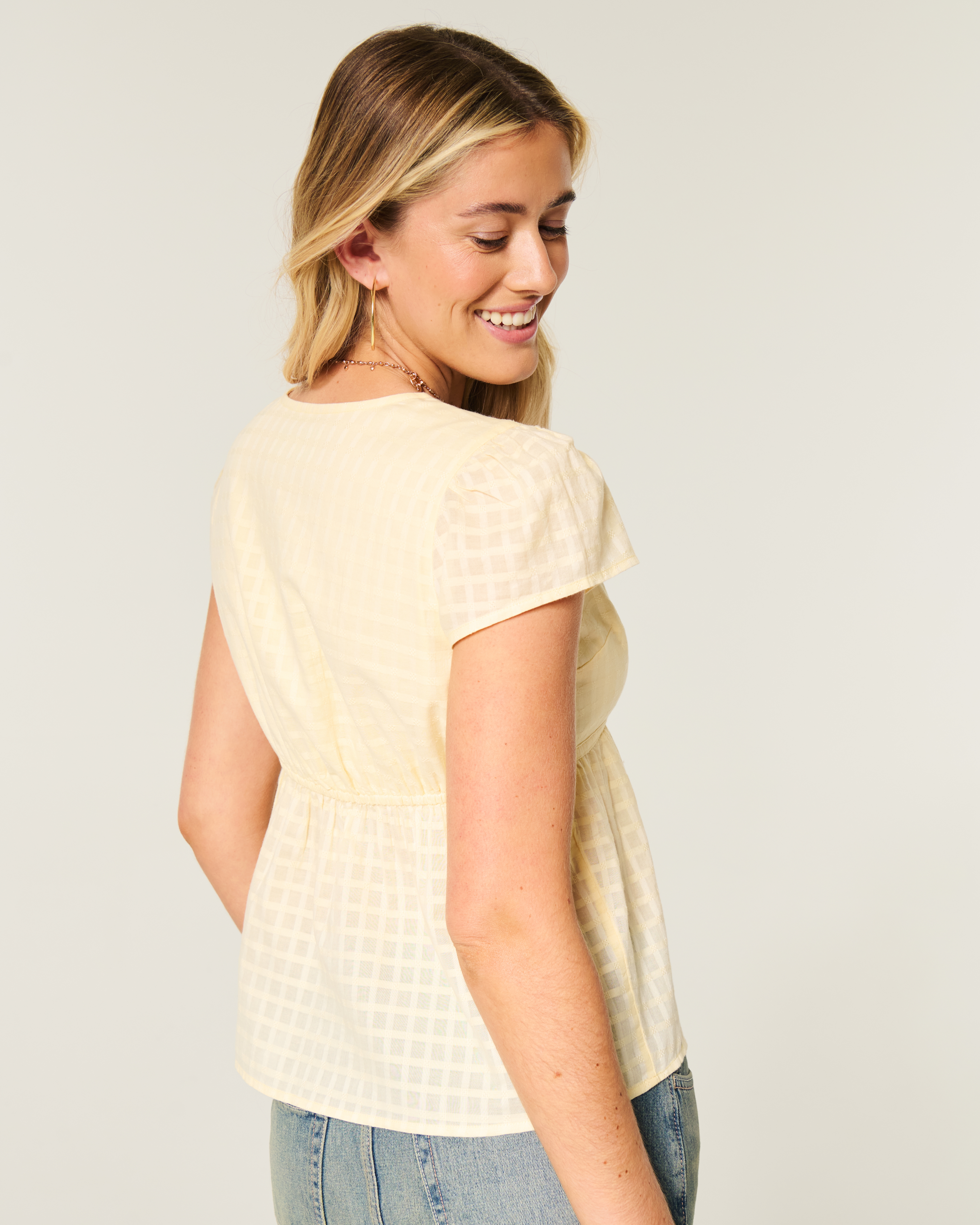 Short-Sleeve Flyaway Babydoll Top