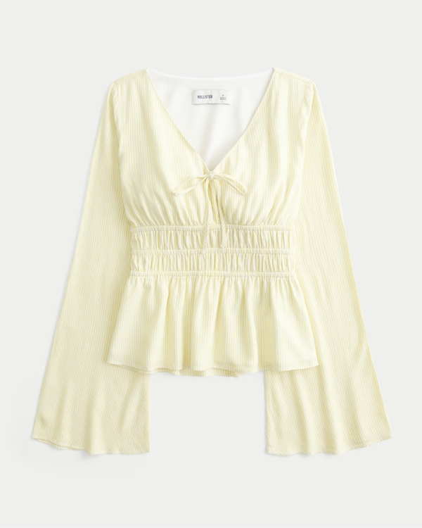 Women's Easy Bell Sleeve Tie Front Top | Women's Tops