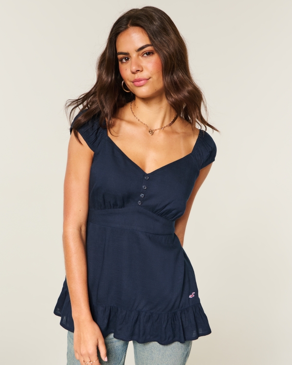 Curvy Babydoll Icon Top, Navy view 1