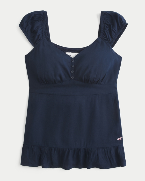 Curvy Babydoll Icon Top, Navy view 1