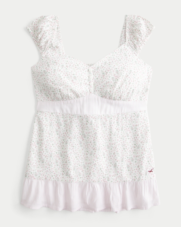 Curvy Babydoll Icon Top, Light Pink Floral view 1