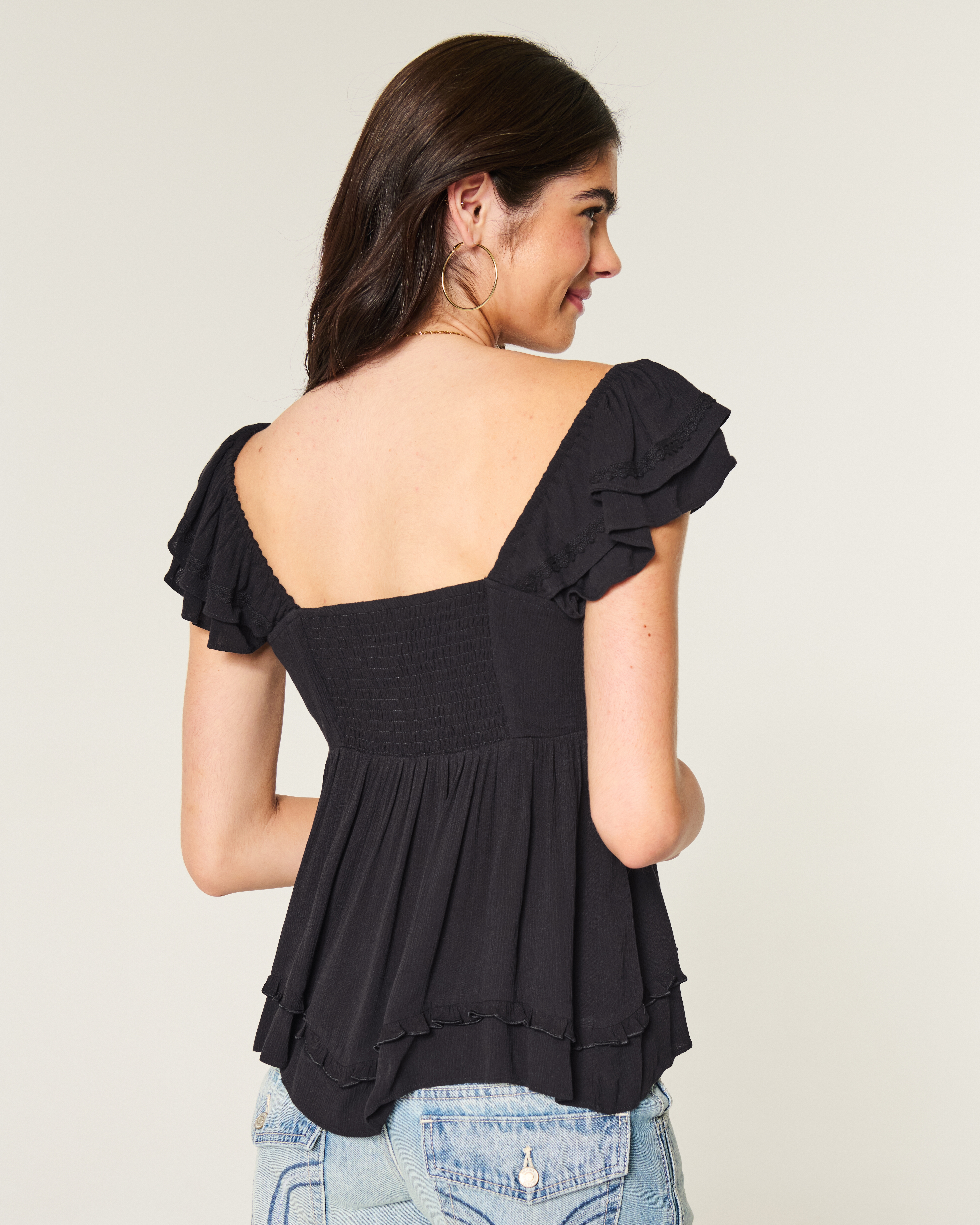 Easy Handkerchief Hem Babydoll Top