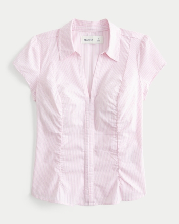 Women's Short-Sleeve Ruched Shirt | Women's | HollisterCo.com
