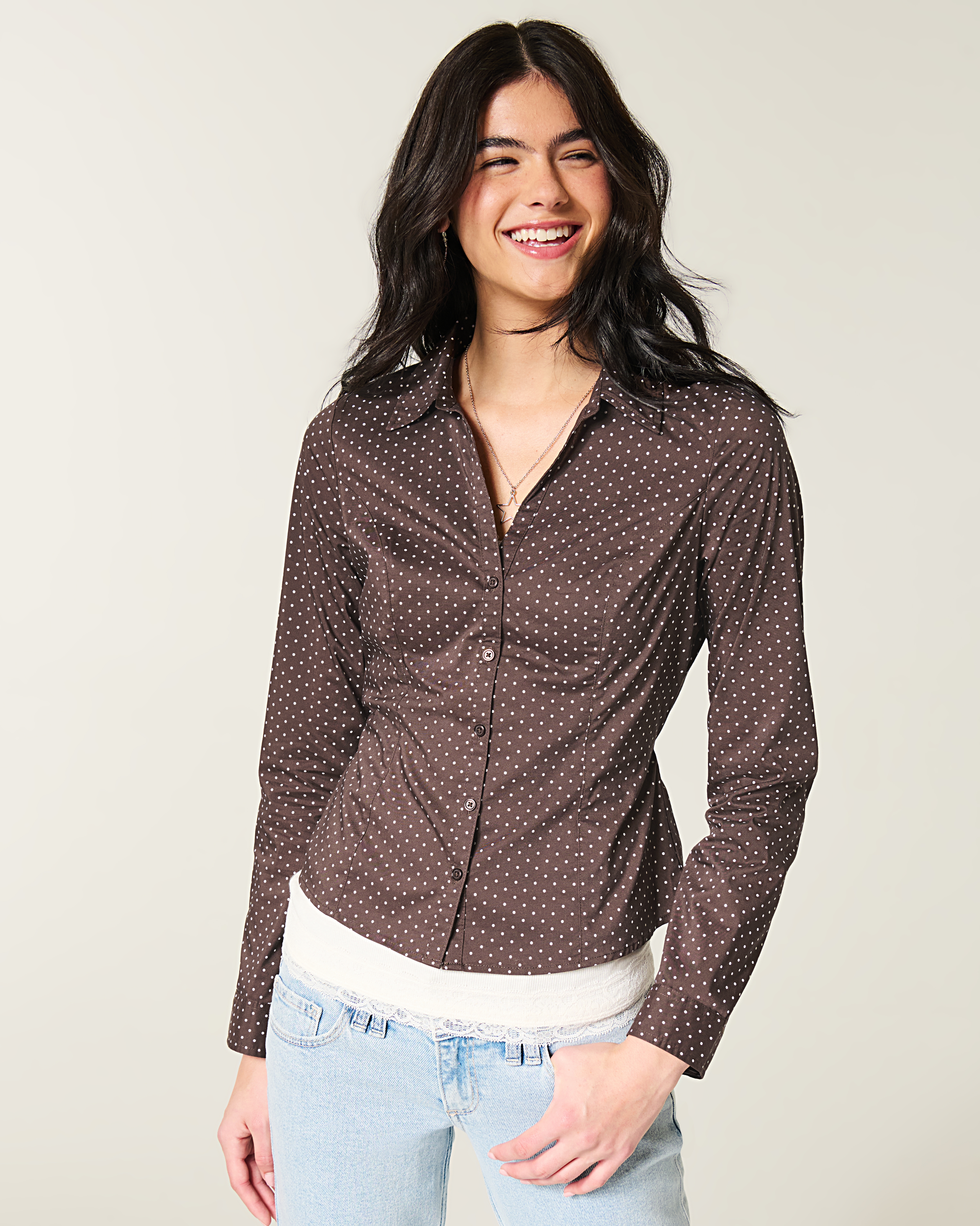 Long-Sleeve Button-Through Shirt