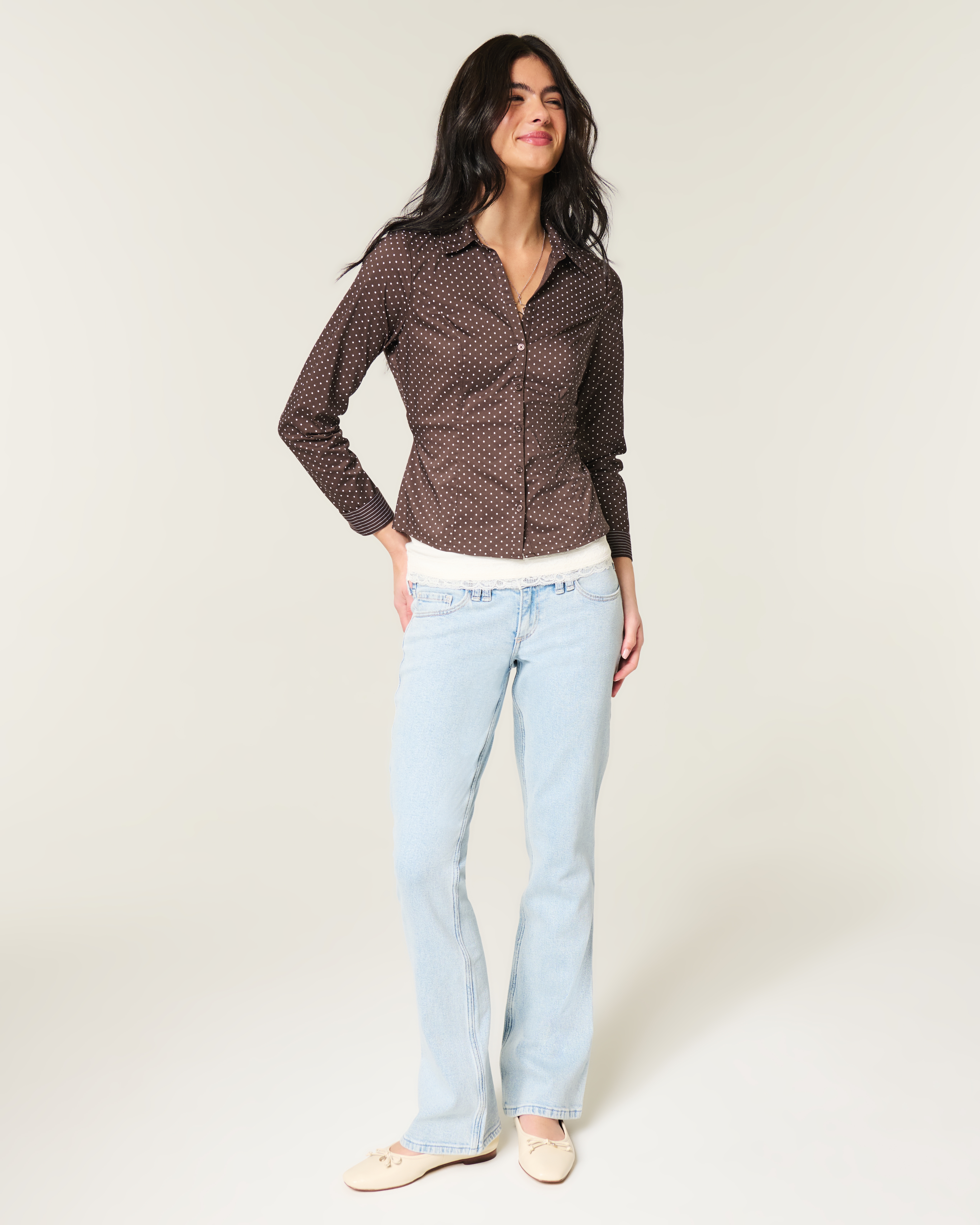 Long-Sleeve Button Front Shirt