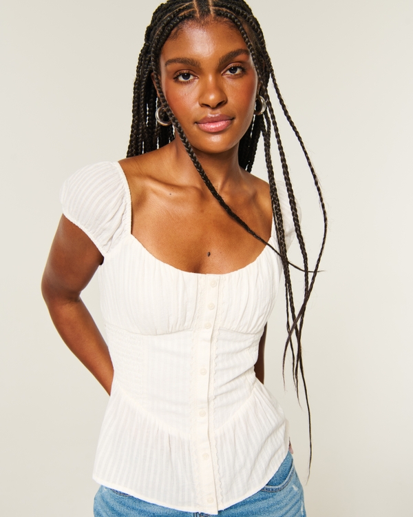 Sweetheart Peplum Top, White view 1