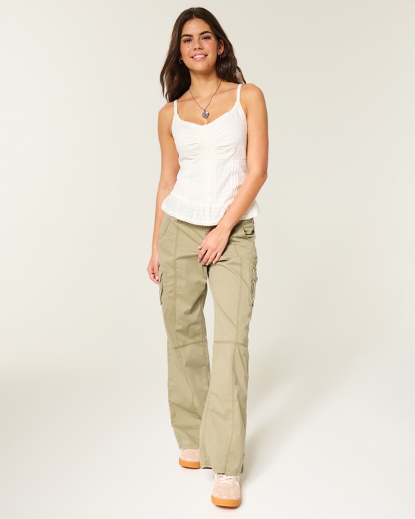 Curvy Lace Trim Peplum Tank, Cloud White view 2