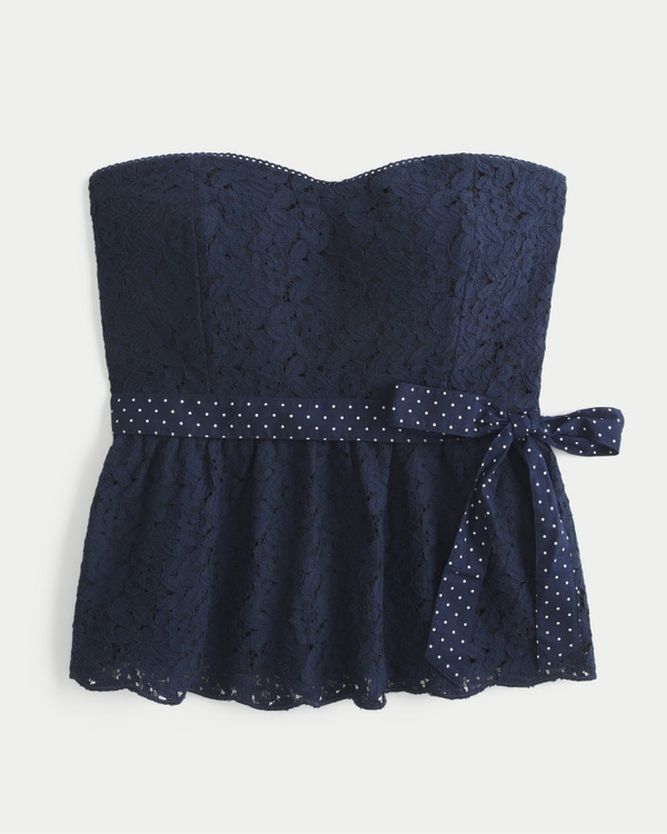 All-Over Lace 2-in-1 Top, Navy view 1