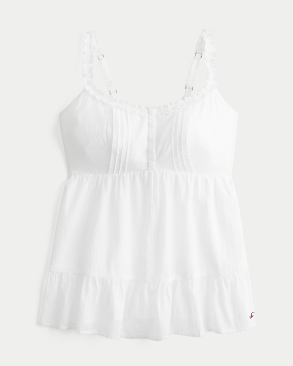 Women's Curvy Ruffle Trim Tunic Top | Women's Tops | HollisterCo.com