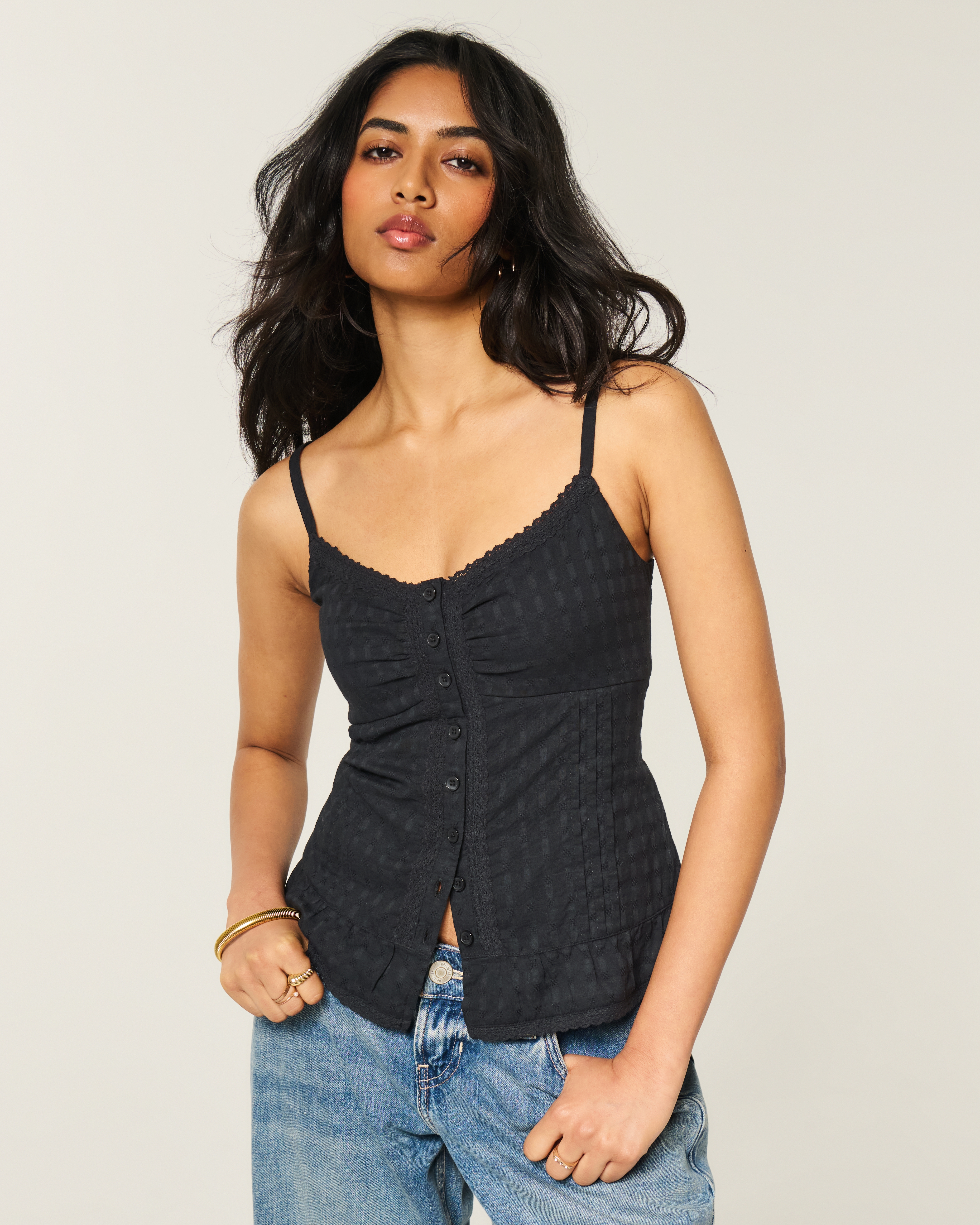 Peplum Button Front Top