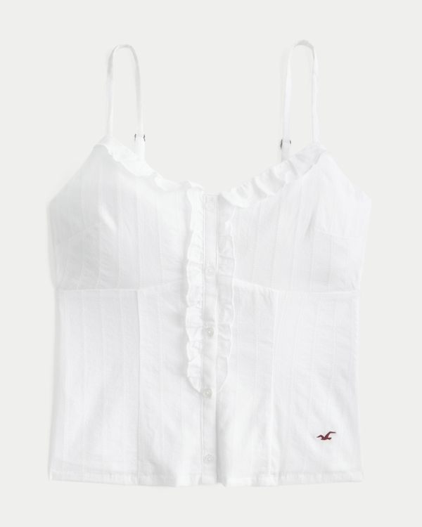 Textured Ruffle Icon Top, White view 2