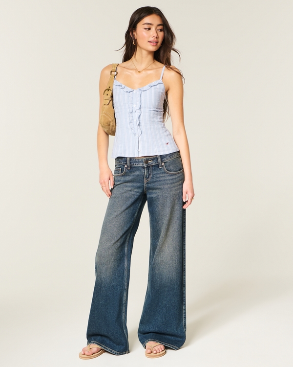 Textured Ruffle Icon Top, Light Blue Stripe view 2