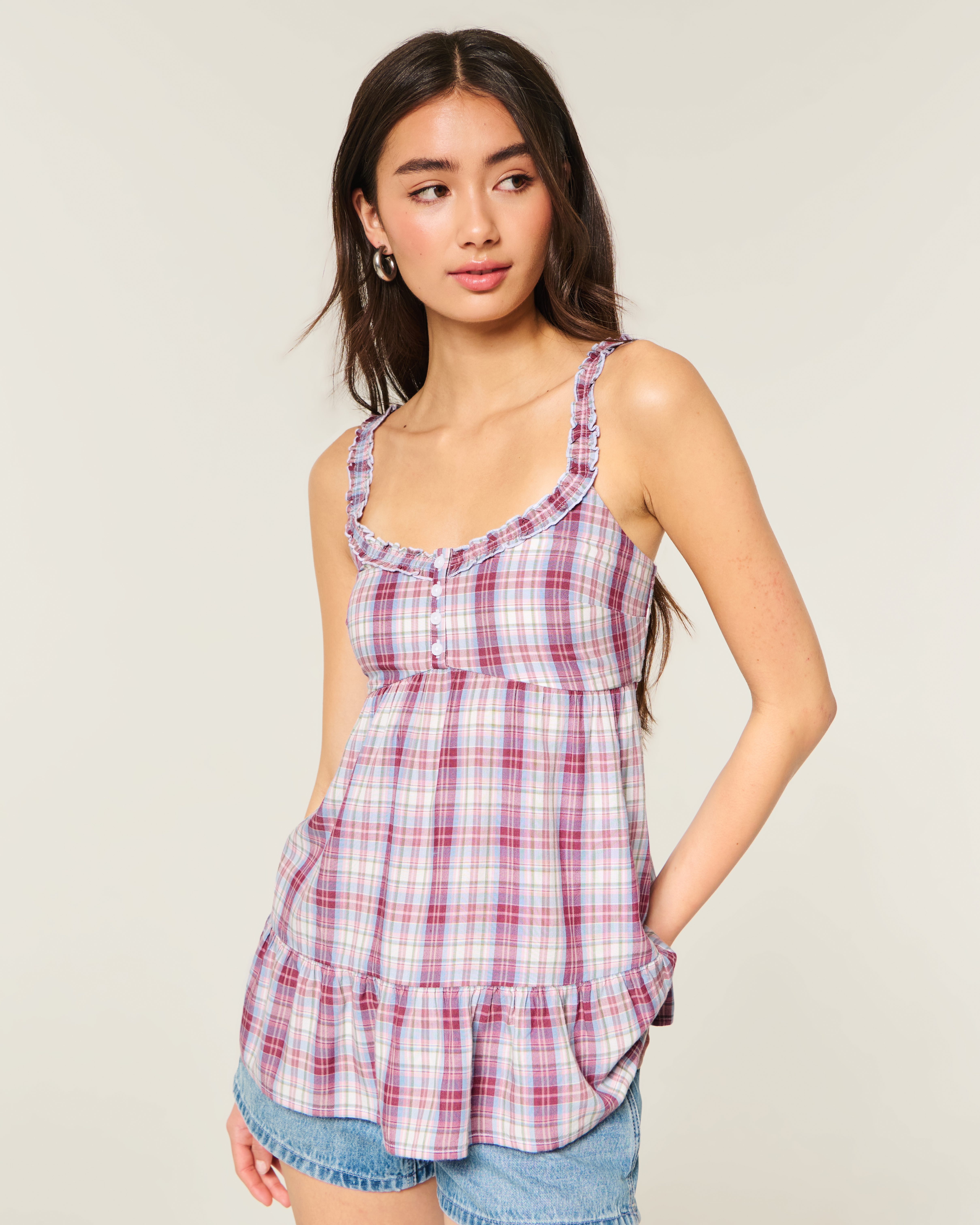 Ruffle Trim Tunic Top