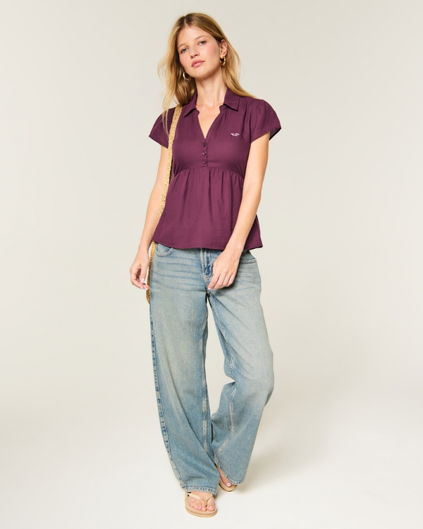 Babydoll Shirt, Burgundy view 2