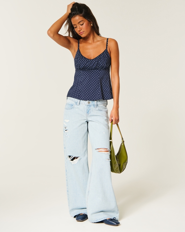 Dot Pattern Babydoll Tank, Navy Dot view 2