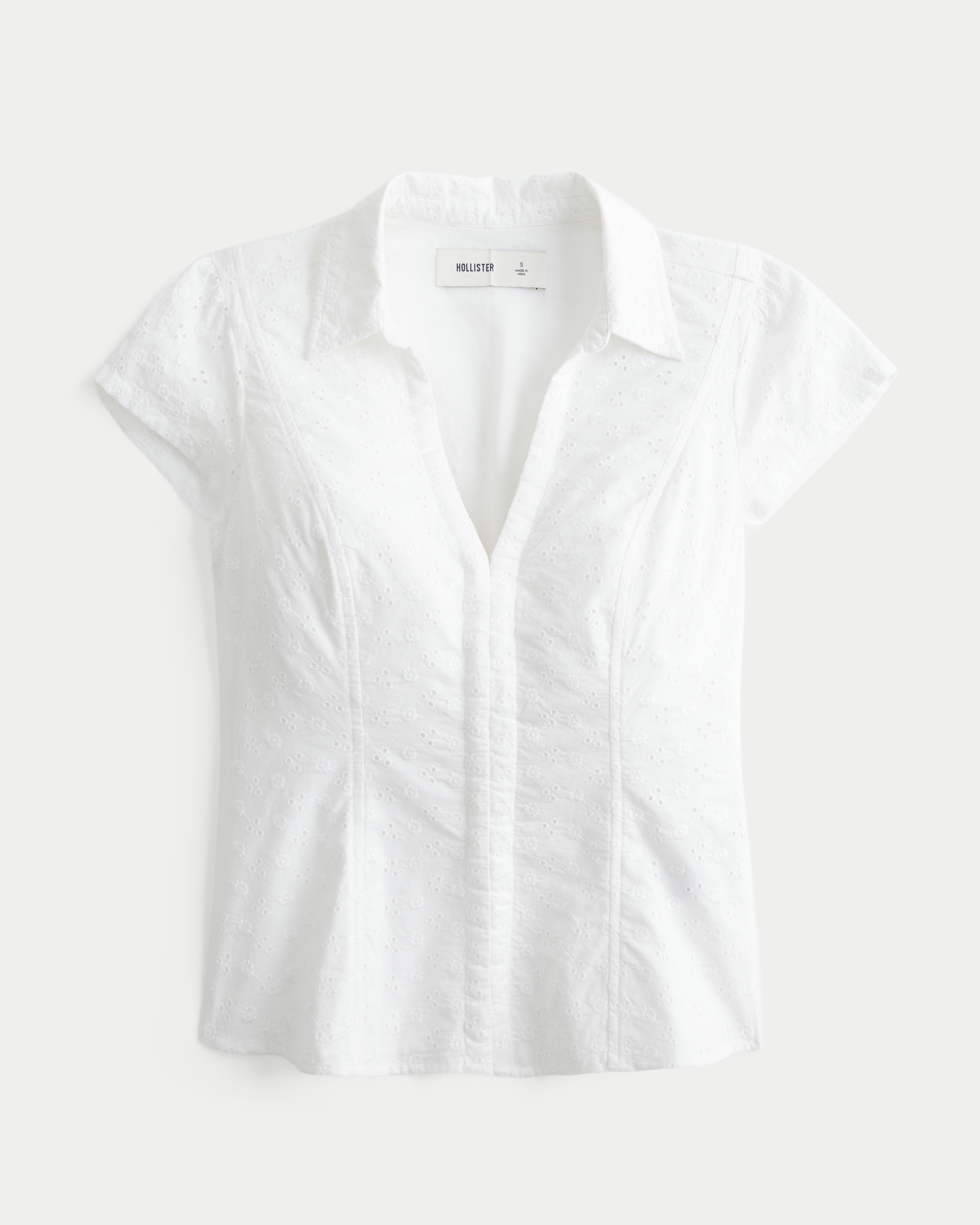 Hollister Ciara Cinched Eyelet Short-Sleeve Shirt