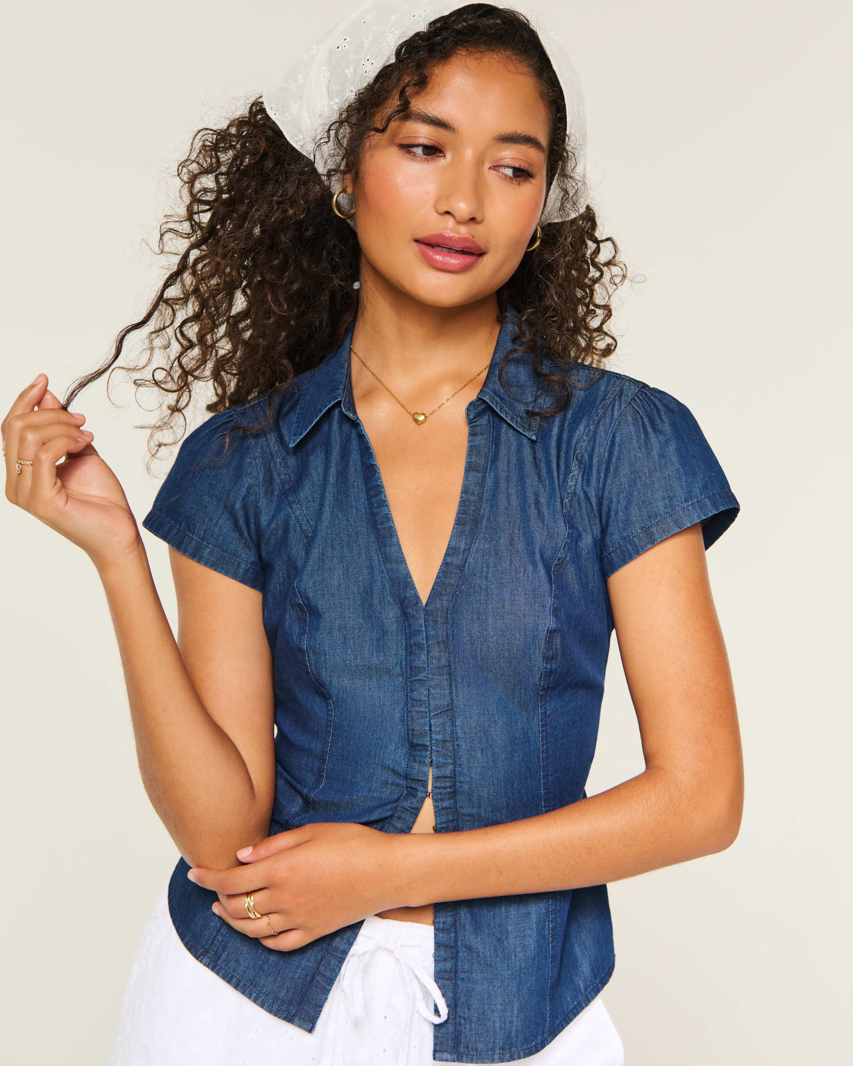 Cinched Short-Sleeve Shirt