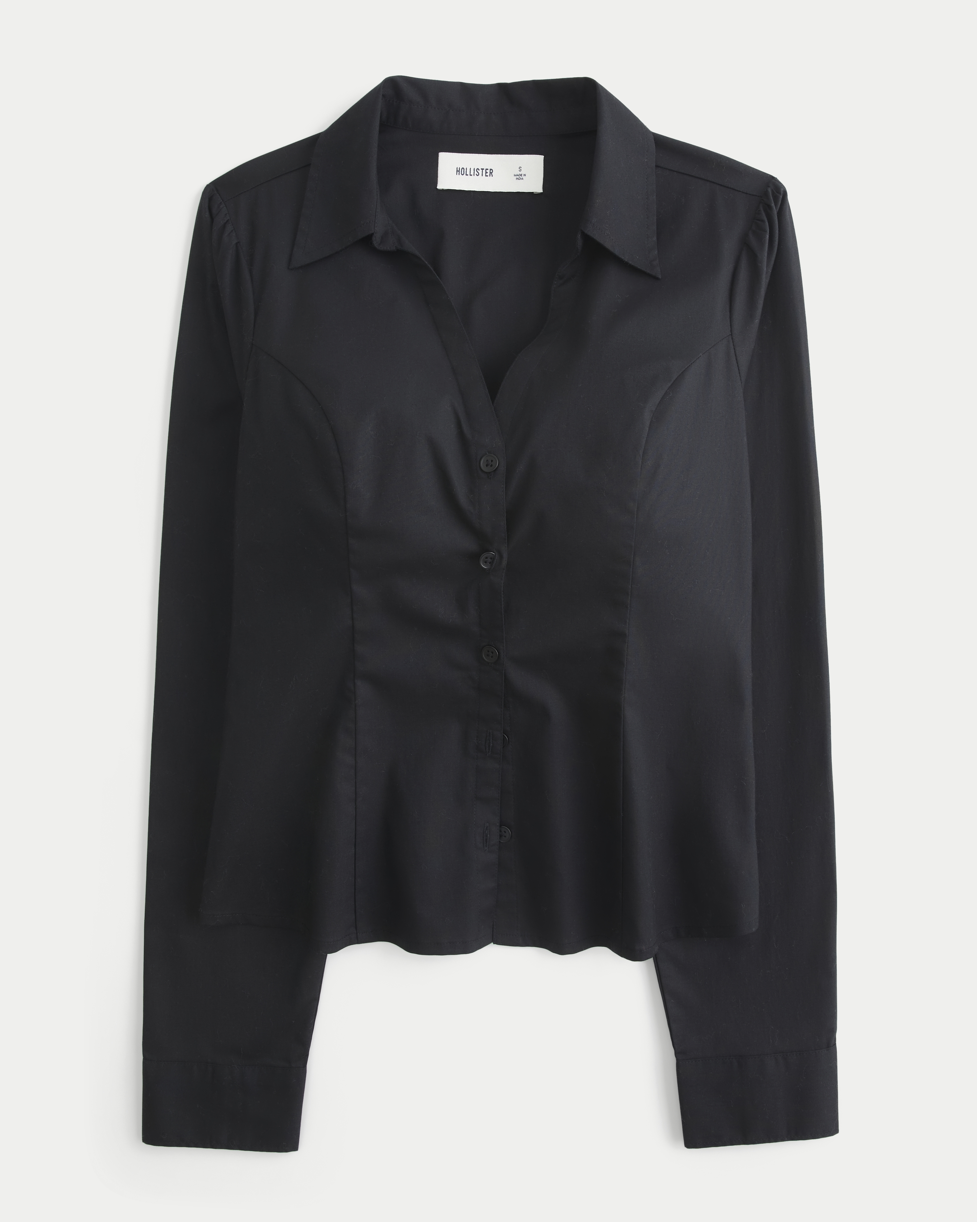 Hollister Ciara Long-Sleeve Satin Tie Shirt