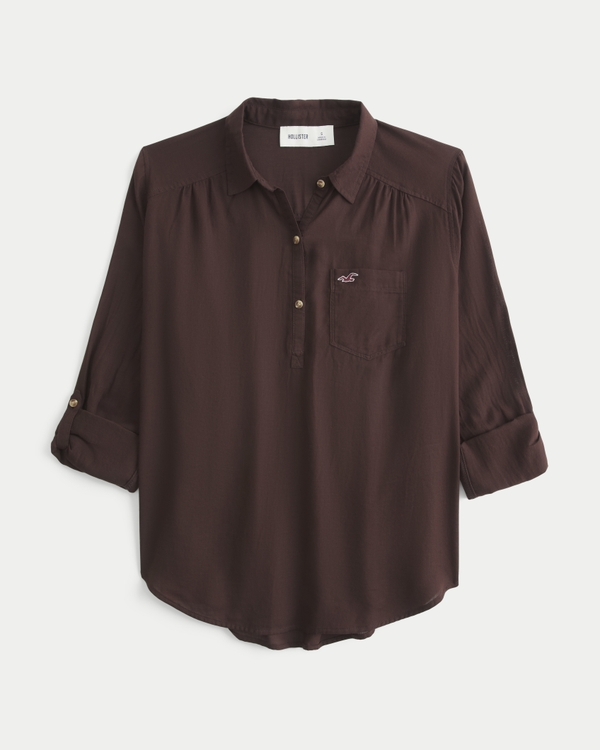Easy Popover Shirt, Brown view 1