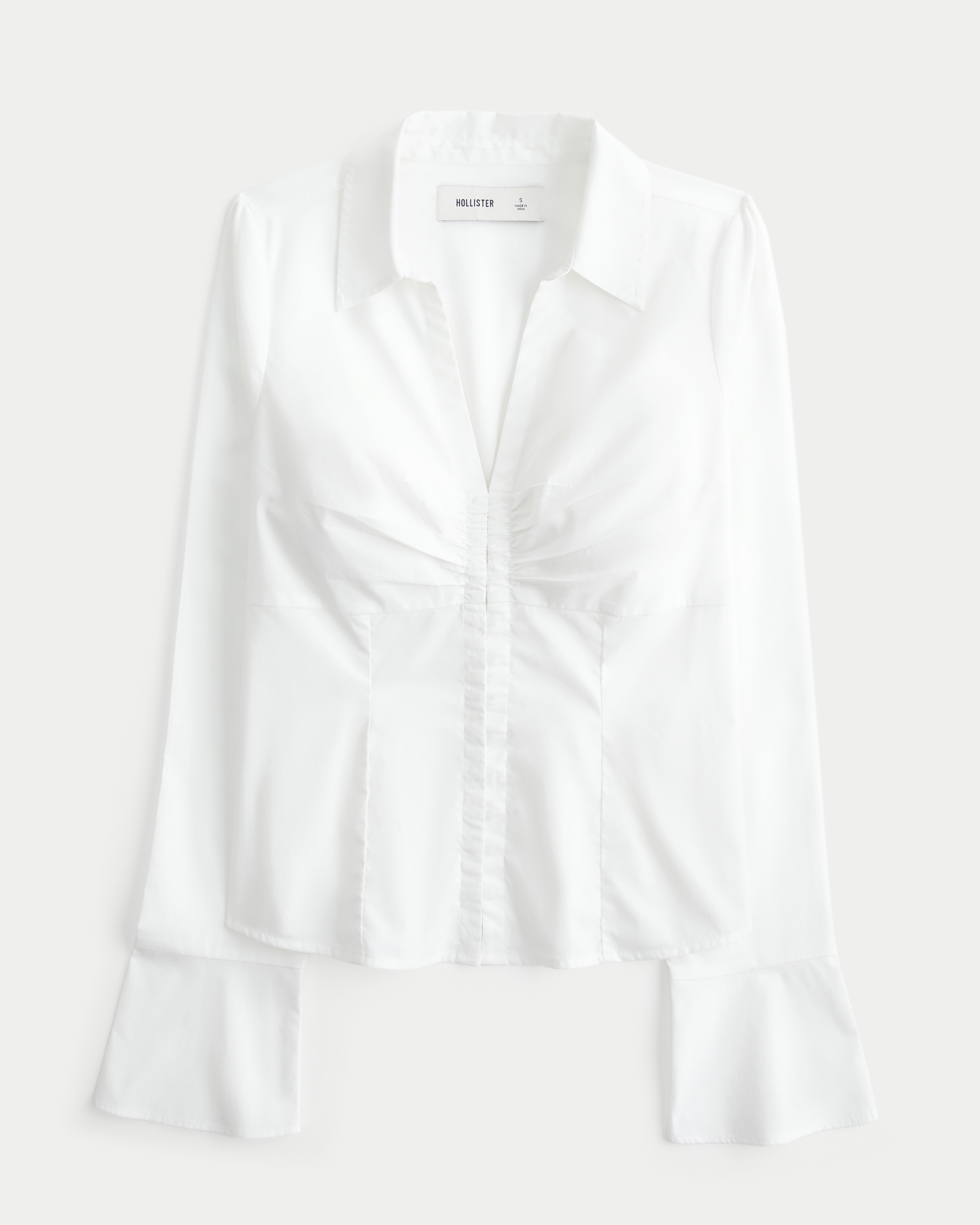 Long-Sleeve Poplin Hook and Eye Shirt