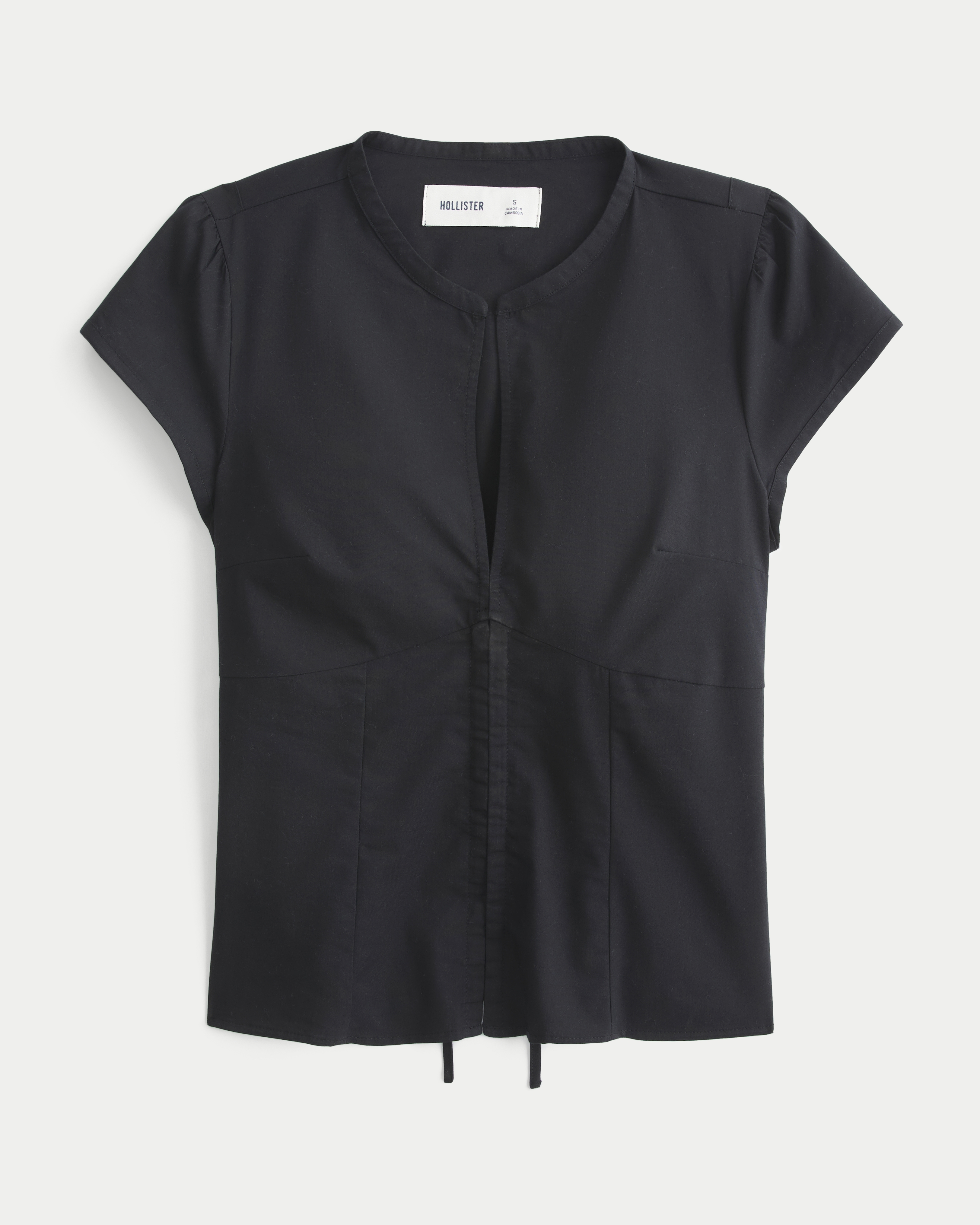 Hollister Ciara Short-Sleeve Keyhole Hook and Eye Shirt