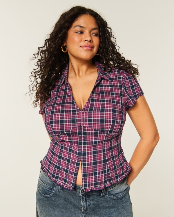 Hollister Ciara Short-Sleeve Ruffle Trim Top