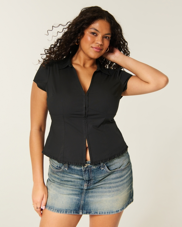 Hollister Ciara Short-Sleeve Ruffle Trim Top