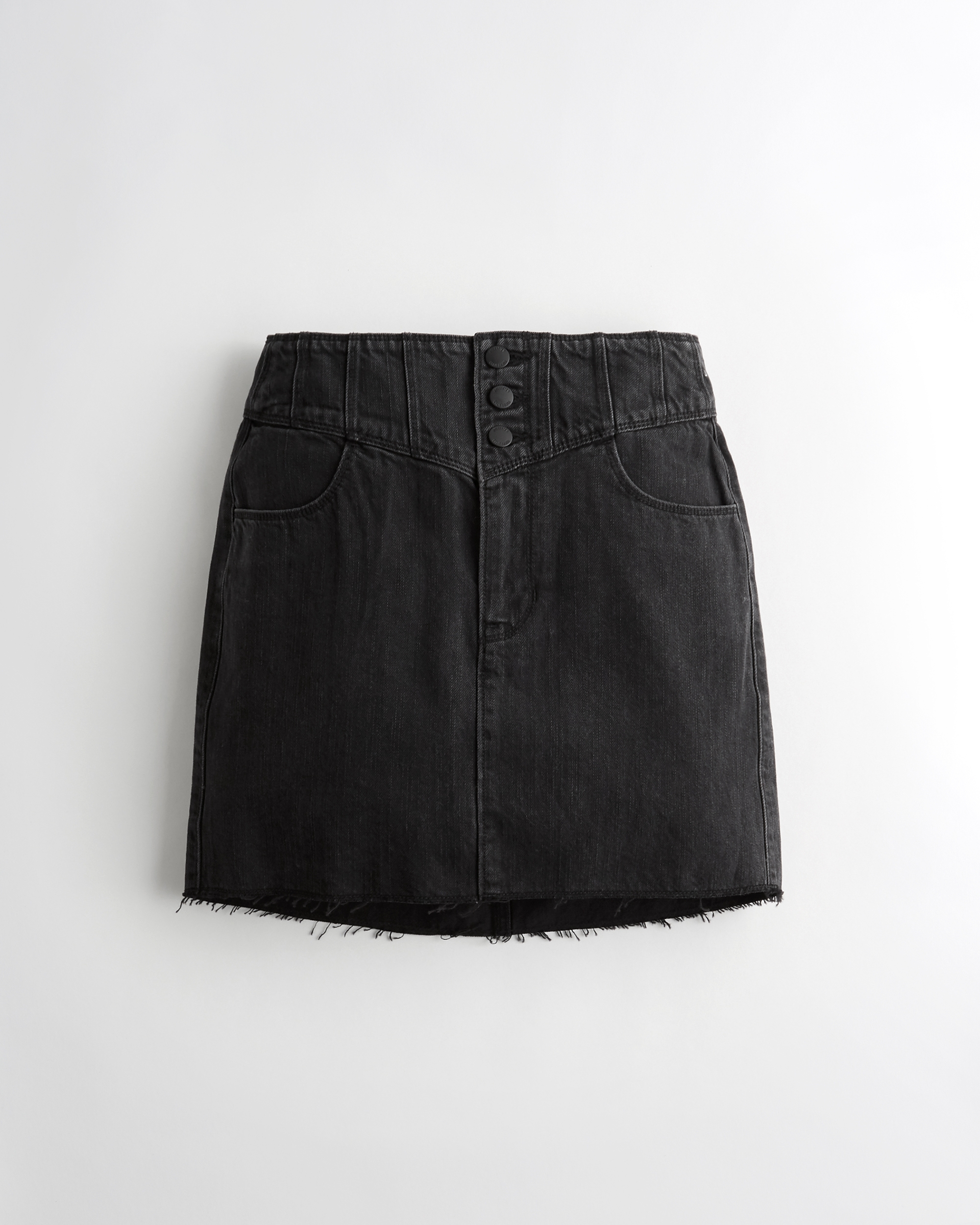 hollister black jean skirt