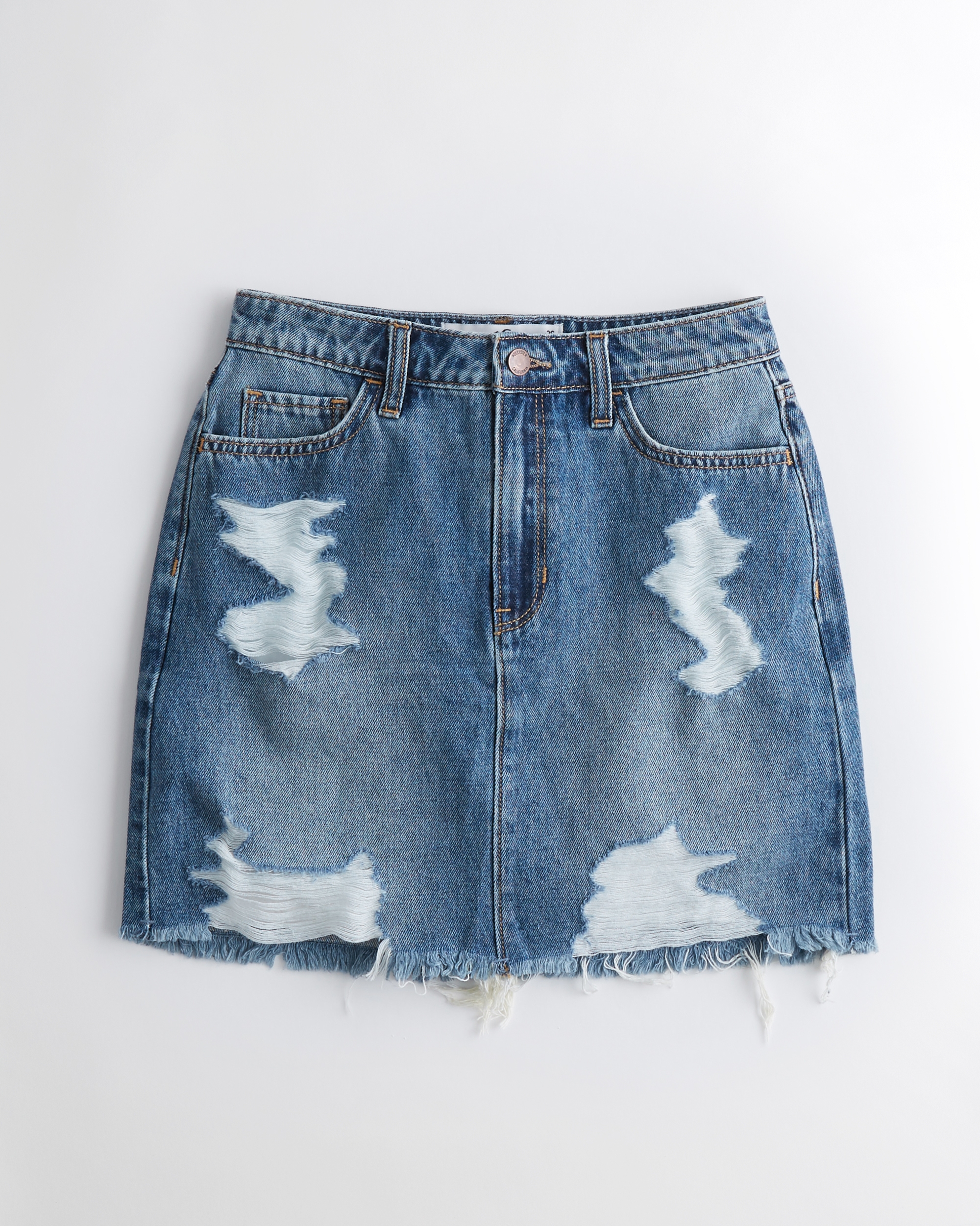 hollister high rise denim skirt