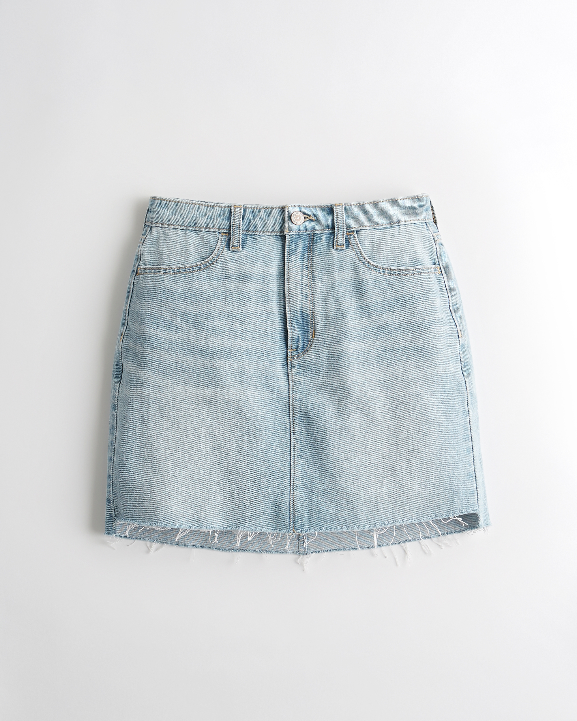 hollister high rise denim skirt