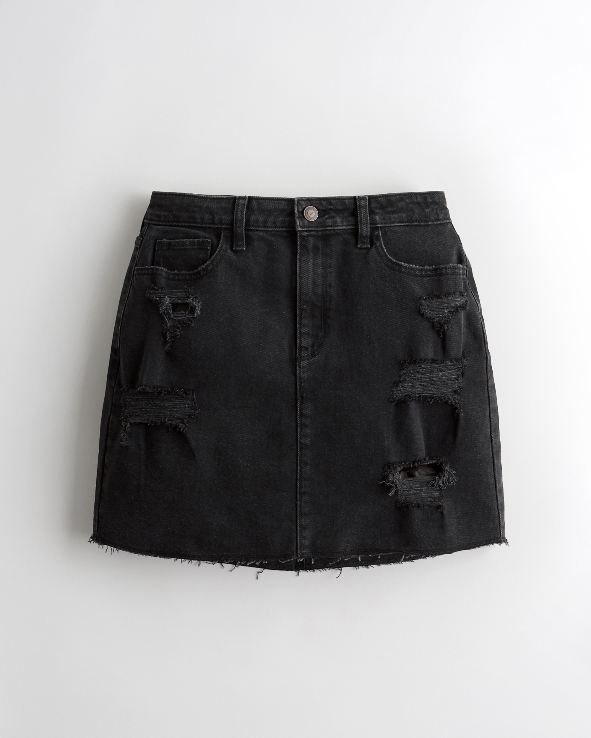 hollister black jean skirt