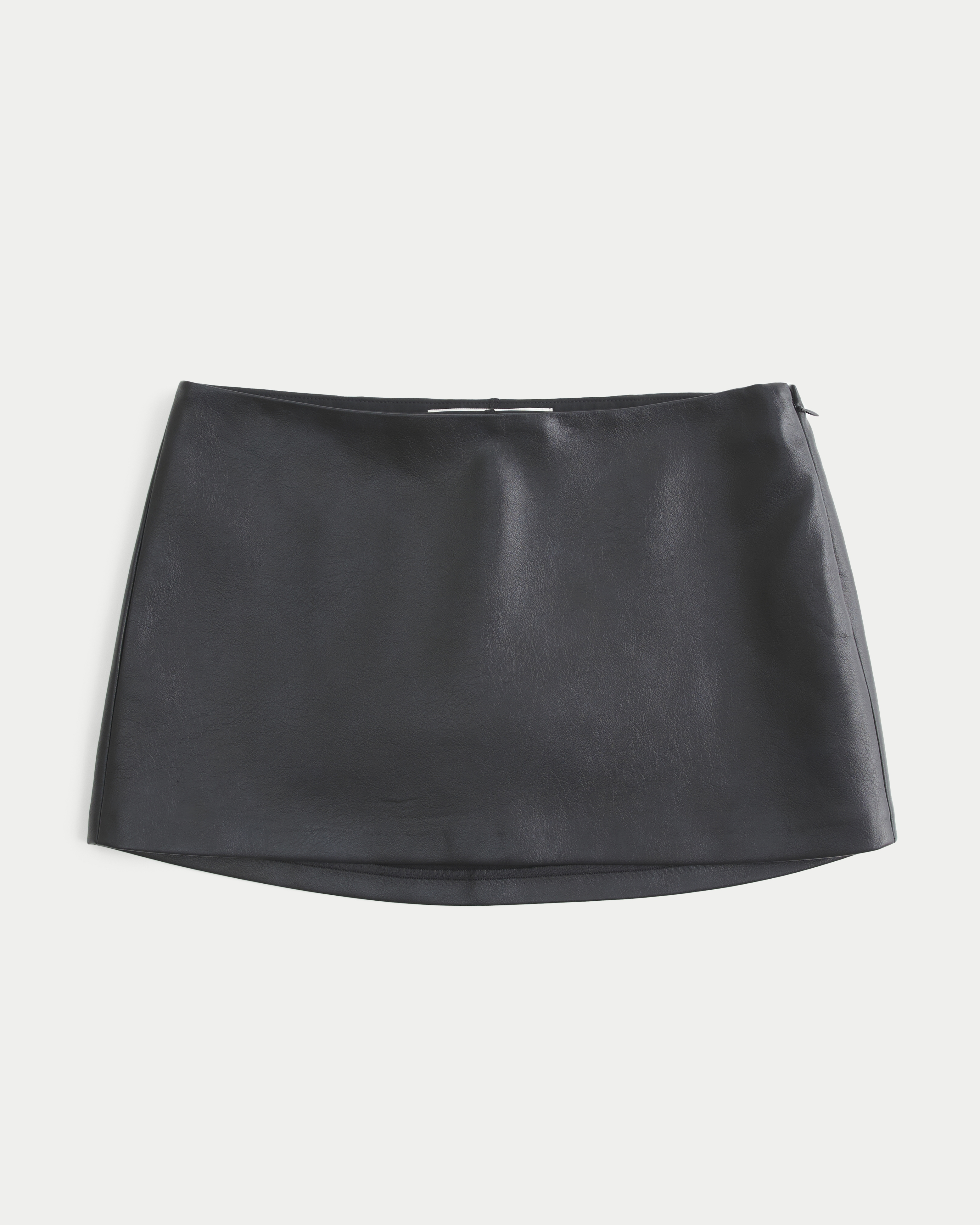 Low-Rise Faux Leather A-Line Mini Skort