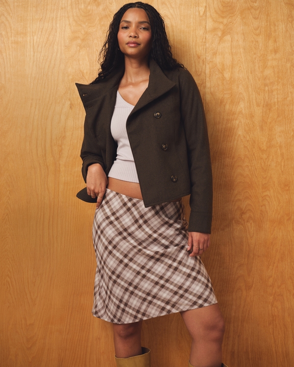 Crepe Knee-Length Skirt, Lilac Plaid view 1