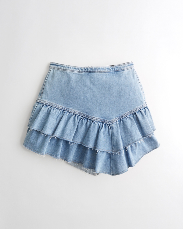 Women's Tiered Denim Mini Skirt | Women's Bottoms | HollisterCo.com