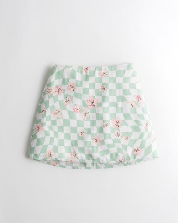 Mini Skirt, Green Pattern