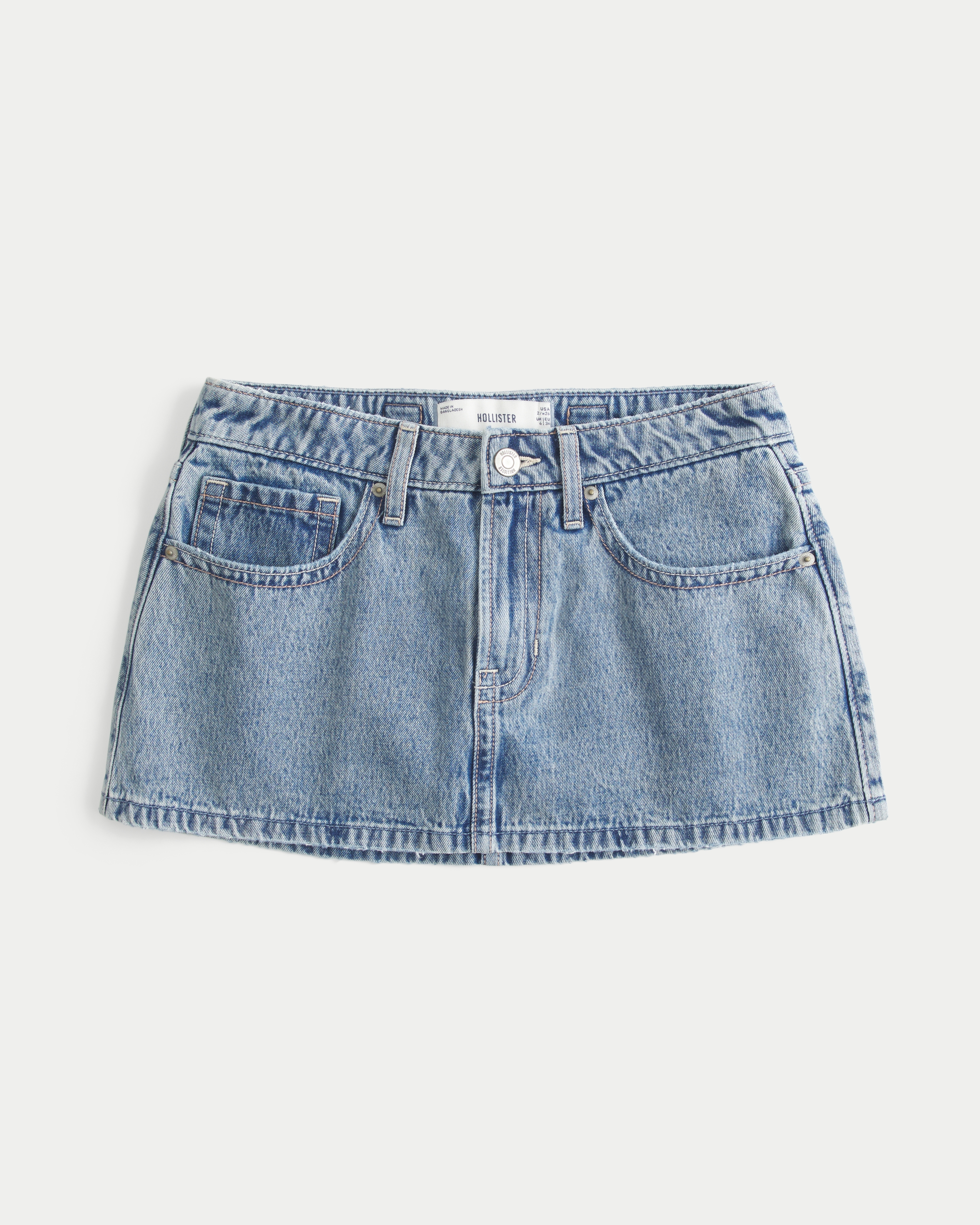 Low-Rise Denim A-Line Mini Skort