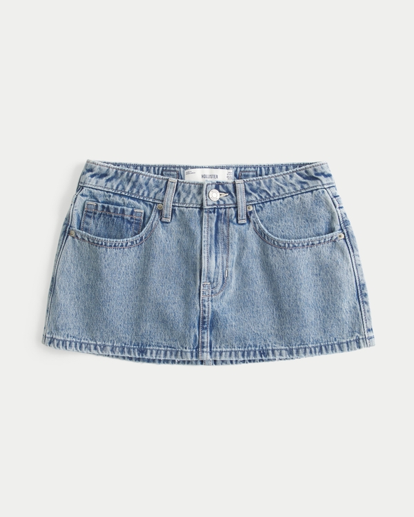 Low-Rise Denim A-Line Mini Skort, Medium view 1