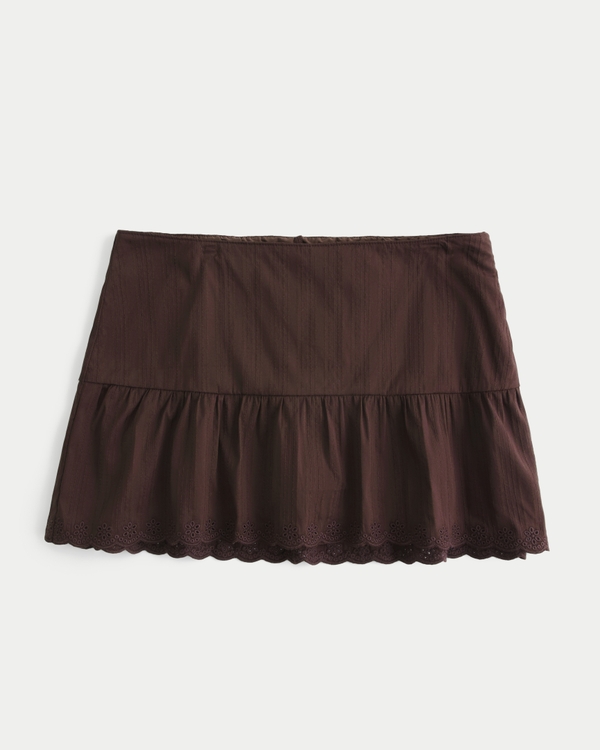 Low-Rise Textural Mini Skort, Brown view 1