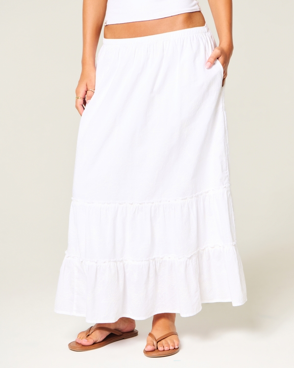 Low-Rise Textural Maxi Skirt, White view 2