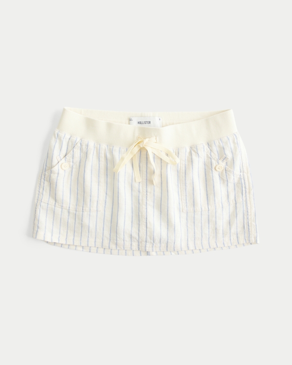 Hollister Remi Ultra Low-Rise Micro Mini Skort, Yellow Stripe view 1