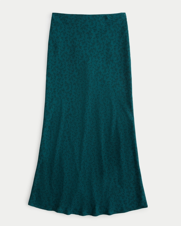 Crepe Maxi Skirt, Dark Teal Floral