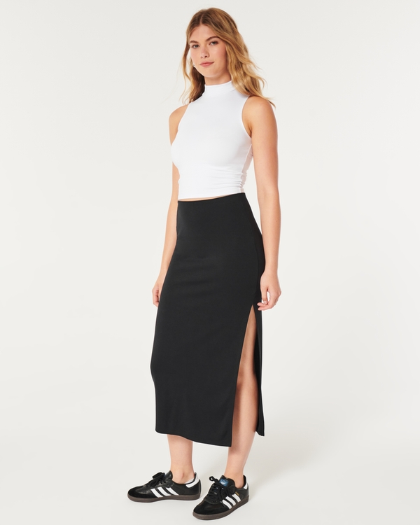 Knit Maxi Skirt, Black