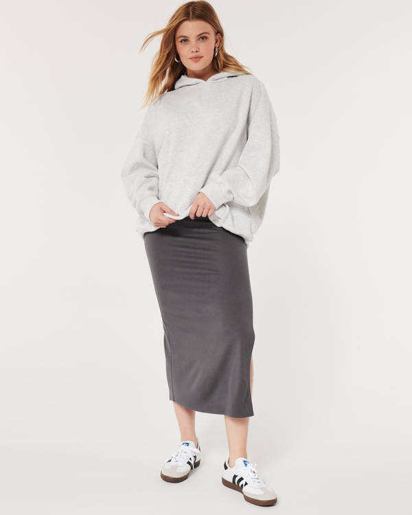 Knit Maxi Skirt, Dark Grey